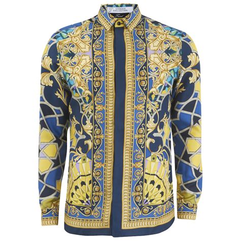 mens versace silk shirt free shipping|Versace collection men shirt.